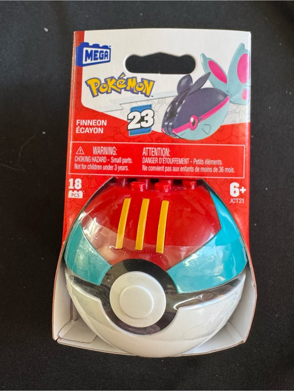 Mega Pokémon Finneon Poké Ball Toy - Red, Teal, White